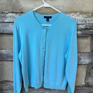 Lands' End Women's Blue Cardigan Sweater Size LP (14-16)